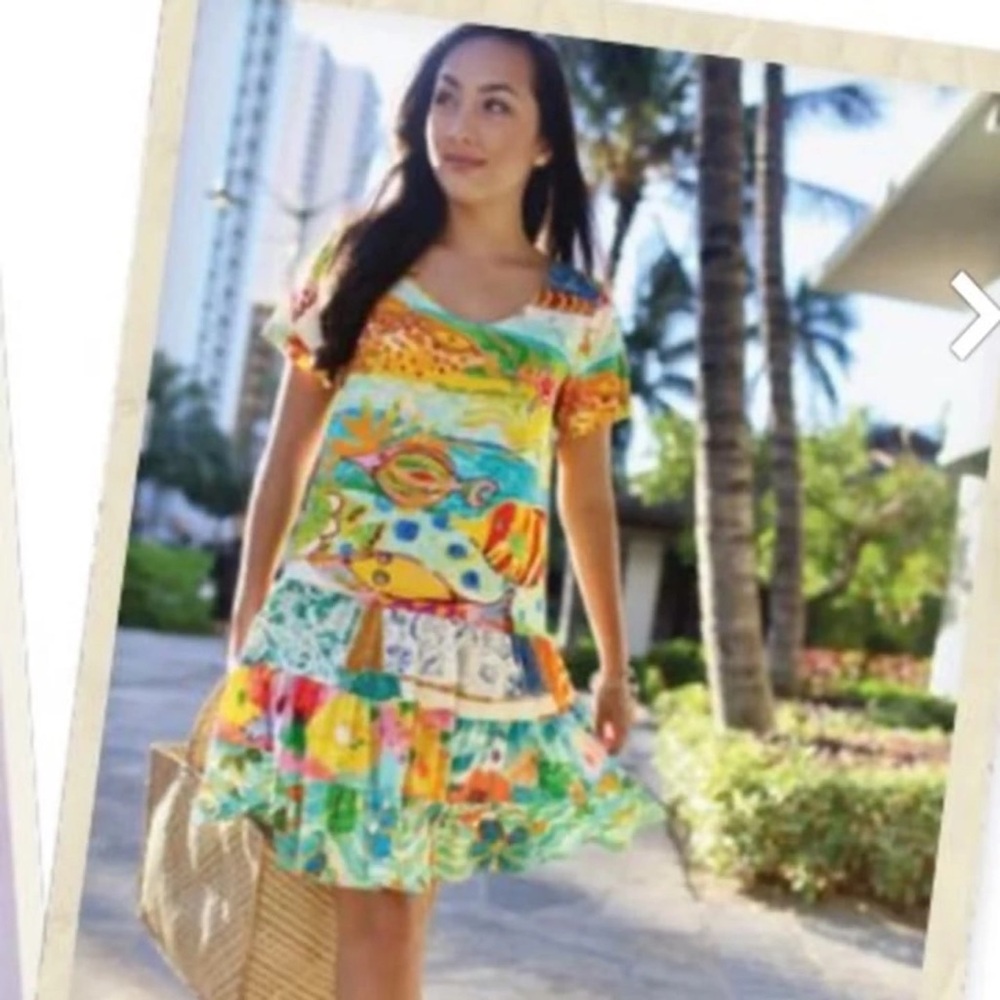 VTG Rare Jams World 50 Years Hattie Dress Tiered Ruffle Creatures Of the Sea M